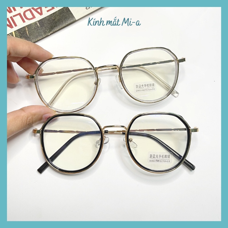 Mắt kính chống bức xạ gọng kim loại tròn dành cho nữ
