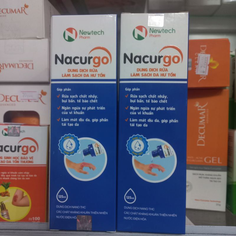 Nacurgo Dung dịch rửa làm sạch da hư tổn 125ml
