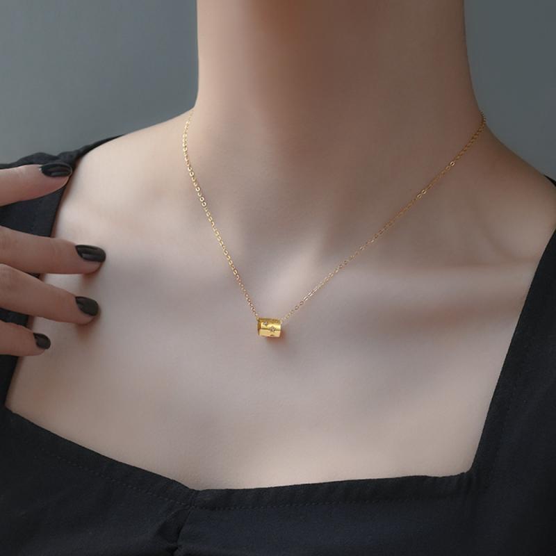 XiaoboACC Vòng cổ Thép Titan Mặt Ngôi Sao Đính Đá Zircon Thời Trang Cho Nữ - 38CM+6CM