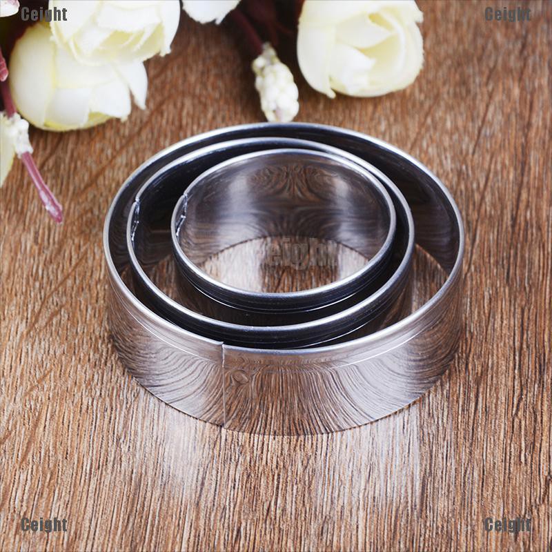 Bộ 3 khuôn cắt bánh quy hình tròn bằng thép không gỉ