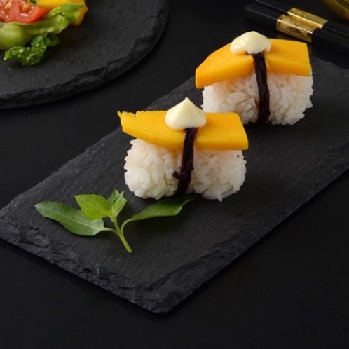 30-40CM THỚT ĐÁ ĐEN TỰ NHIÊN hình vuông/ tròn/ chữ nhật decor food. khay đá nướng phụ kiện trang trí chụp ảnh