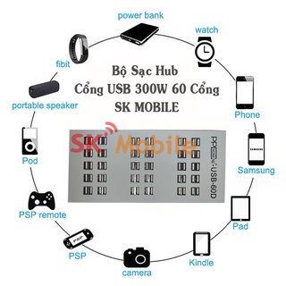 Combo 5 bộ sạc hub cổng usb 300w 60 cổng