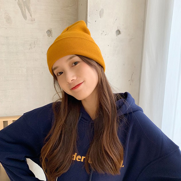 Mũ len trơn màu unisex vintage Hàn Quốc. Nón beanie