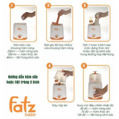 [BH 24 tháng] Máy hâm sữa tiệt trùng 2 bình cổ rộng Fatz Baby 2in1 FB3012SL