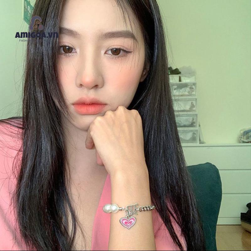 ✨✨Vòng Tay/Vòng Cổ Đính Hạt Ngọc Trai Trái Tim Màu Hồng Phong Cách Hàn Quốc Cổ Điển Thời Trang Cho Nữ