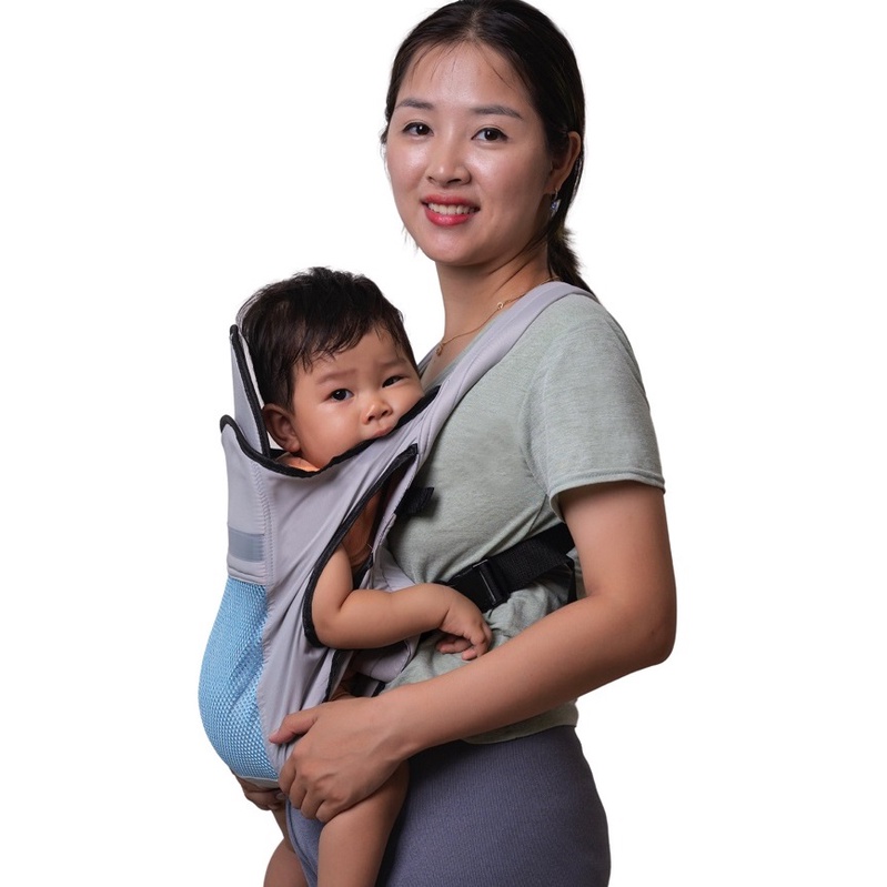Địu em bé sơ sinh 4 tư thế có đỡ cổ phản quang có lưới thoáng mát an toàn Royal