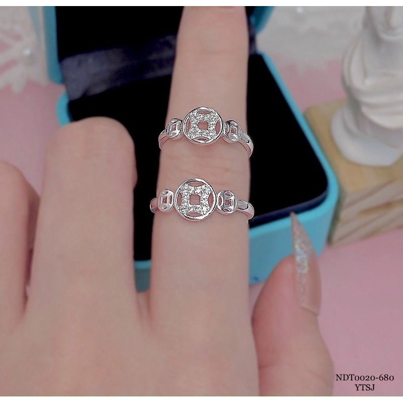Nhẫn bạc nữ đồng tien đính đá xinh xắn N052 - Trang sức MINA JEWELRY