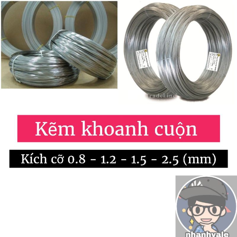 Kẽm khoanh các cỡ 0.8, 1.2, 1.5, 2.5 (mm)