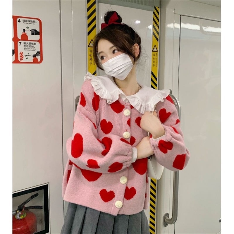 Áo khoác Cardigan dệt kim dáng ngắn dễ thương phong cách Nhật Bản thời trang thu đông cho nữ