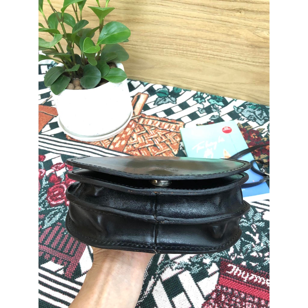 Túi đeo chéo mini hiệu Vera Pelle của Ý da mộc