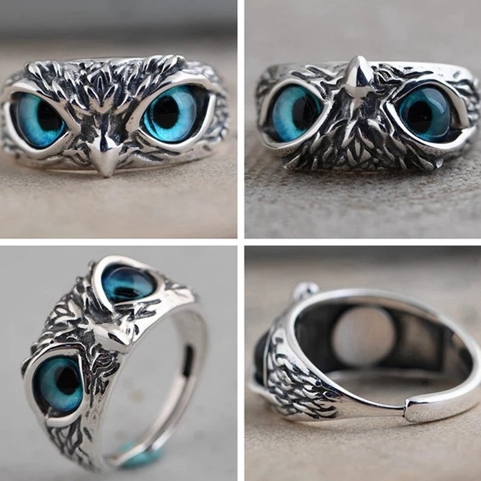 Nhẫn Nam Bạc Đẹp Cá Tính Unisex HipHop Basic Ngầu Trơn Eagle Ring Mắt Cú Mèo Lucifer Store Nhẫn Titan Không Gỉ Eagle