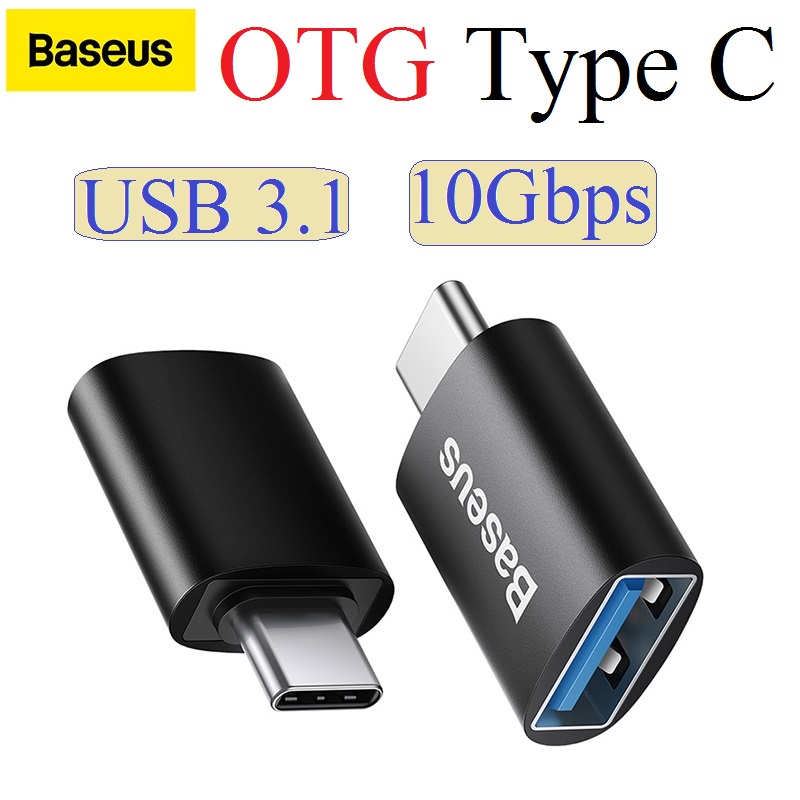 OTG type c Baseus 3.1 10Gbps đầu chuyển đổi type c to usb dùng kết nối dữ liệu hoặc sạc