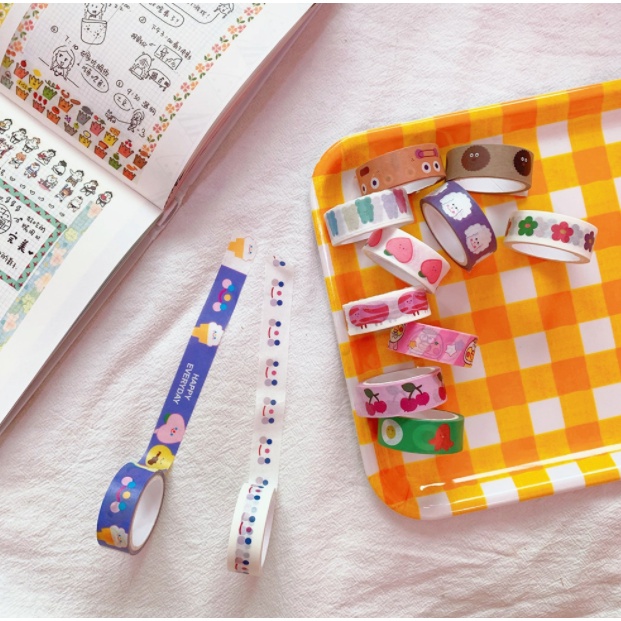 Băng dính Washi tape, băng dính sticker trang trí sổ học tập, làm quà tặng siêu dễ thương