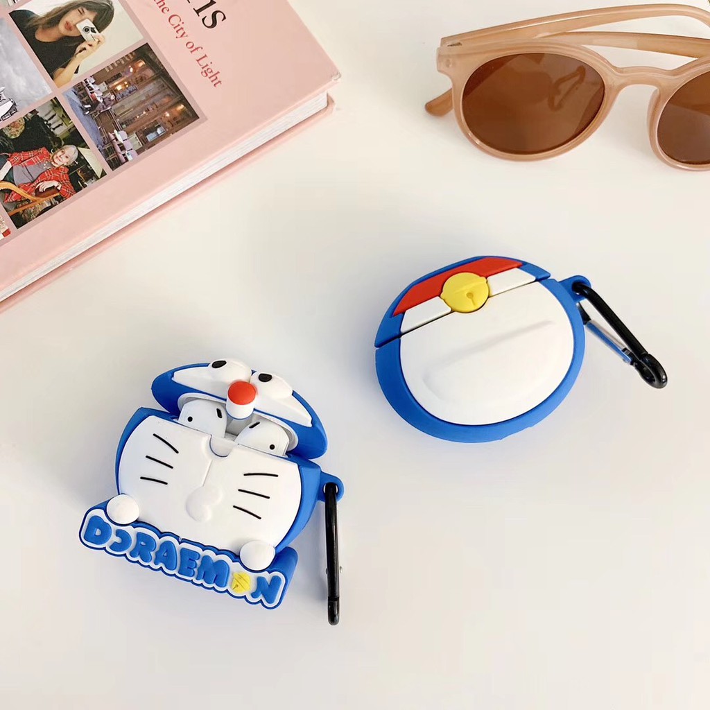 Doraemon Vỏ Bảo Vệ Hộp Đựng Tai Nghe Airpods 2 Hình Doremon 3d Có Móc Khóa Chống Thất Lạc