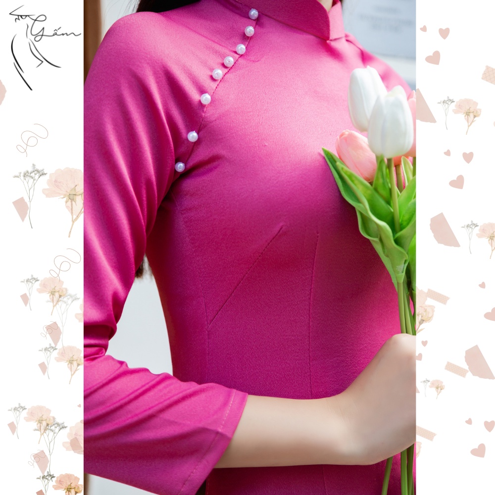 Áo dài tết màu hồng xinh xắn trẻ trung vải lụa Tây Thi mềm mịn, thoáng mát fullsize cho các nàng dự hội,tết