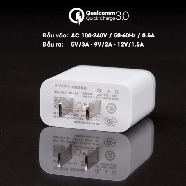 Củ Sạc Nhanh Xiaomi Quick Charge 3.0 - 5V/3A MDY-08-ES chính hãng