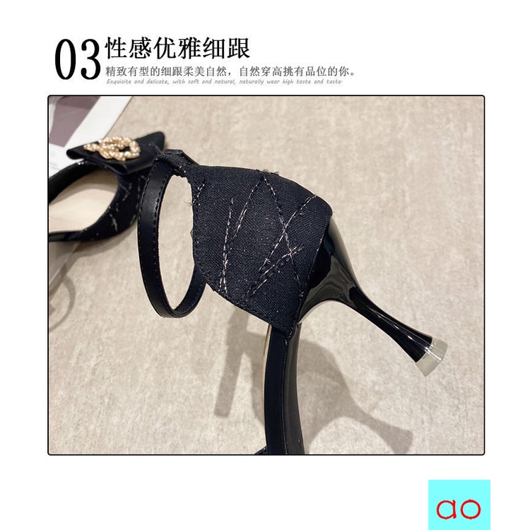Giày Cao Gót Mũi Nhọn Đính Nơ Thời Trang Xuân Hè Zhuan2022 Mới Cho Nữ