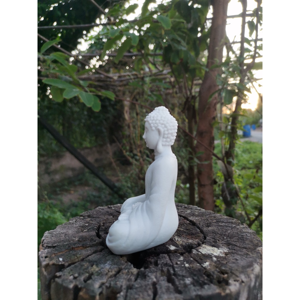 Tượng Đá Phật Thích Ca Cao 11cm màu trắng phong thủy, trang trí nhà cửa, thờ cúng
