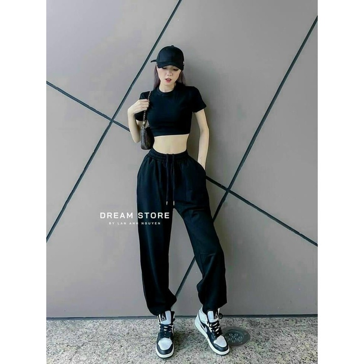 [ ẢNH/VIDEO THẬT ] Quần bom nỉ da cá dáng unisex, quần jogger trơn ống rộng (972)