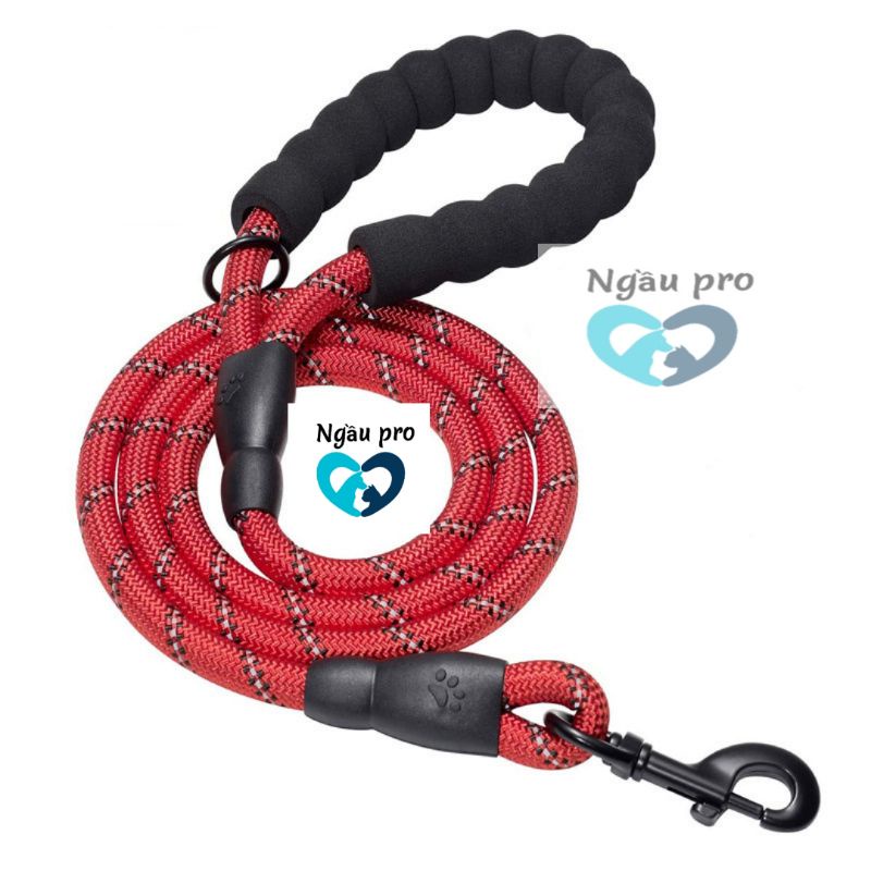 Dây dắt chó phản quang cỡ dài 150cm , Dây xích cho chó thú cưng đi dạo hình tròn kiểu tết thừng ngaupet