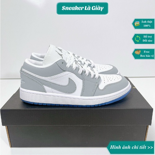 Giày sneaker Jordan 1 Low Wolf Grey, Giày thể thao JD1 cổ thấp xám Bản đế trong - Fullbox kèm quà tặng
