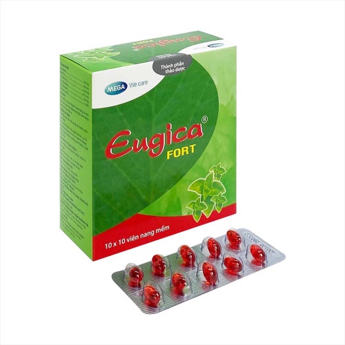 EUGICA FORT xanh, đỏ - Ho dầu thảo dược - Vỉ 10 viên nang mềm