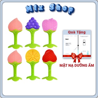 Gặm nướu hình trái cây silicon mềm có hộp đựng an toàn