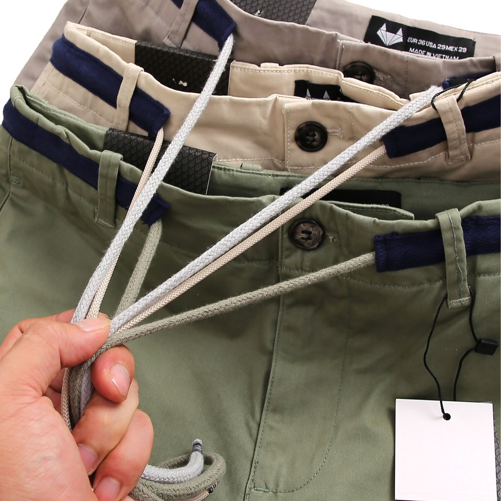[HẾN STORE MENSWEAR] Quần short kaki Heboz phối lưng dây rút 5M chất kaki cao cấp dày dặn - 00000689