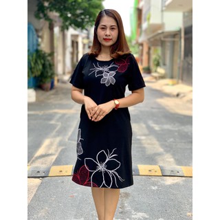 Đầm trung niên big size thêu hoa to