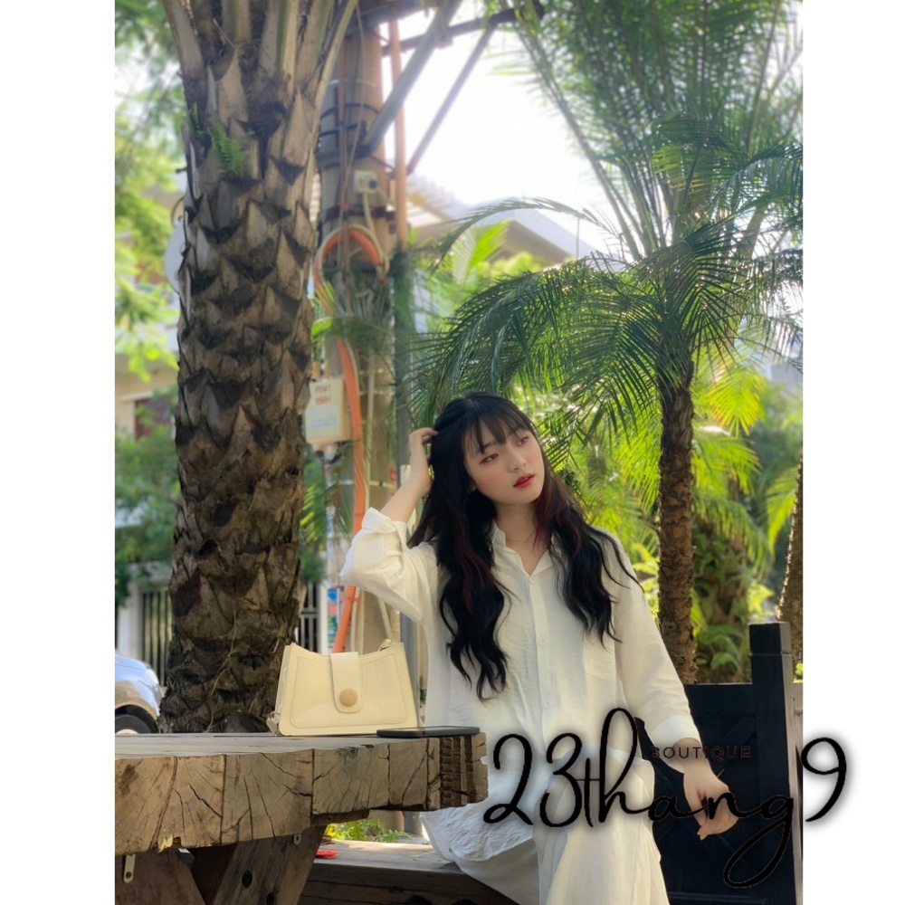 Áo sơ mi nữ áo sơ mi trắng form rộng tay dài chất thô cao cấp phong cách ulzzang hàn quốc công sở đi chơi đi làm