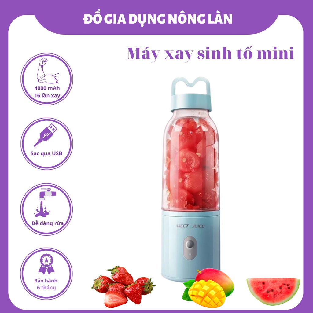 Máy xay sinh tố mini cầm tay Meet Juice Loại Tốt NL SHOP , Máy Xay Sinh Tố Mini Sạc Pin Qua Cổng Usb Tiện Lợi