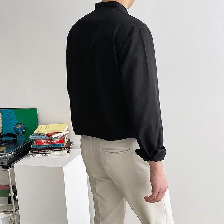 Áo sơ mi nam dài tay Unisex Basic, sơ mi lụa Kate mịn mát form rộng suông mã SM-002