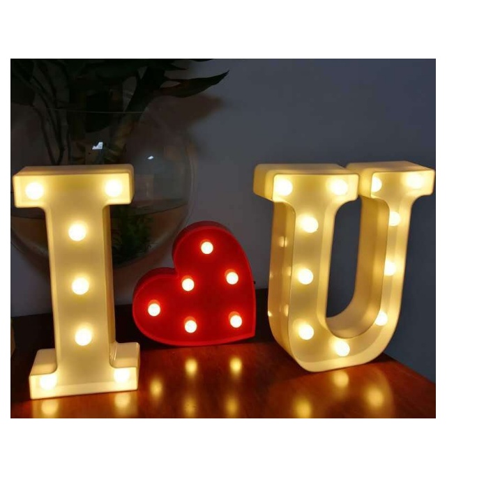 Đèn LED Trang Trí Chữ Cái, SỐ Size Lớn Cao 22CM Trang Trí Tiệc Cưới, Sinh Nhật Dùng Pin AA