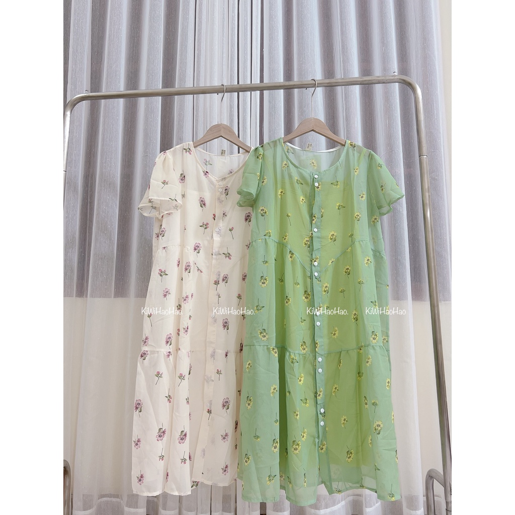 Váy bầu công sở,Đầm bầu dự tiệc sang chảnh , von hoa nhí 2 lớp, thoáng mát