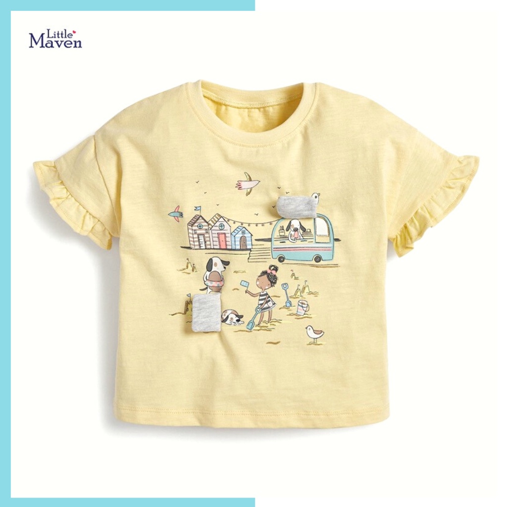 Áo thun hè cotton Little Maven vàng ngôi nhà LM52904 cho bé gái 2-8 tuổi Mẫu mới 2022 - Little Maven Official Store