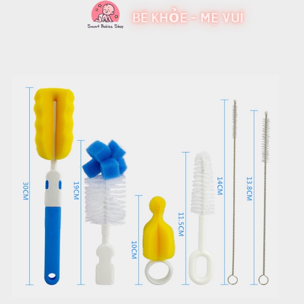 Bộ Cọ Rửa Bình Sữa, Cọ Bình Sữa 6 Chi Tiết Xoay 360 Độ Siêu Tiện Lợi Misuta