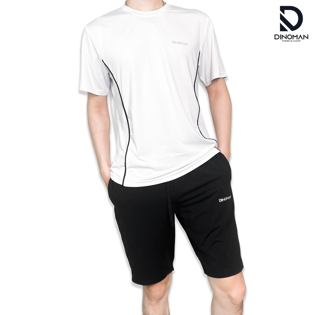 Bộ Thể Thao Nam DINOMAN Viền Vải Thun Lạnh Co Giãn 4 Chiều Cao Cấp Phù Hợp Mặc Nhà Hoặc Chơi Thể Thao