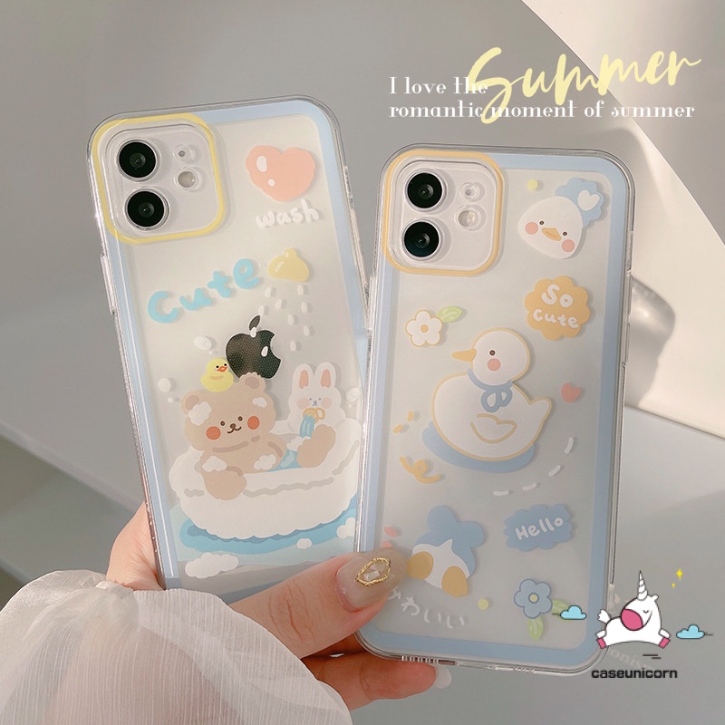 Ốp điện thoại TPU mềm in hình gấu/thỏ thích hợp cho IPHONE 11 12 PRO MAX XR X XS MAX IPHONE 6 6S 7 8 PLUS SE 2020