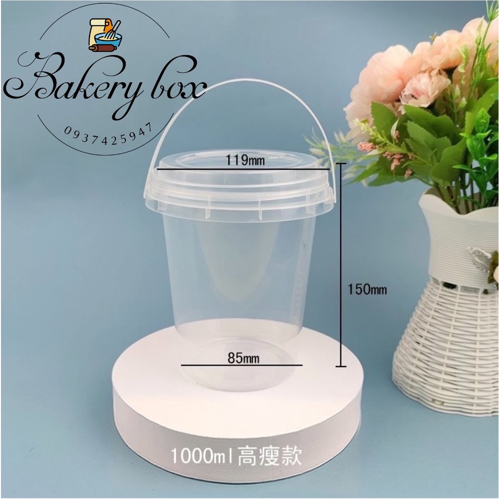 50 Xô Nhựa Trong Có Quai Xách Đựng Trà Sữa, Trà Trái Cây, Chè (1000ml)