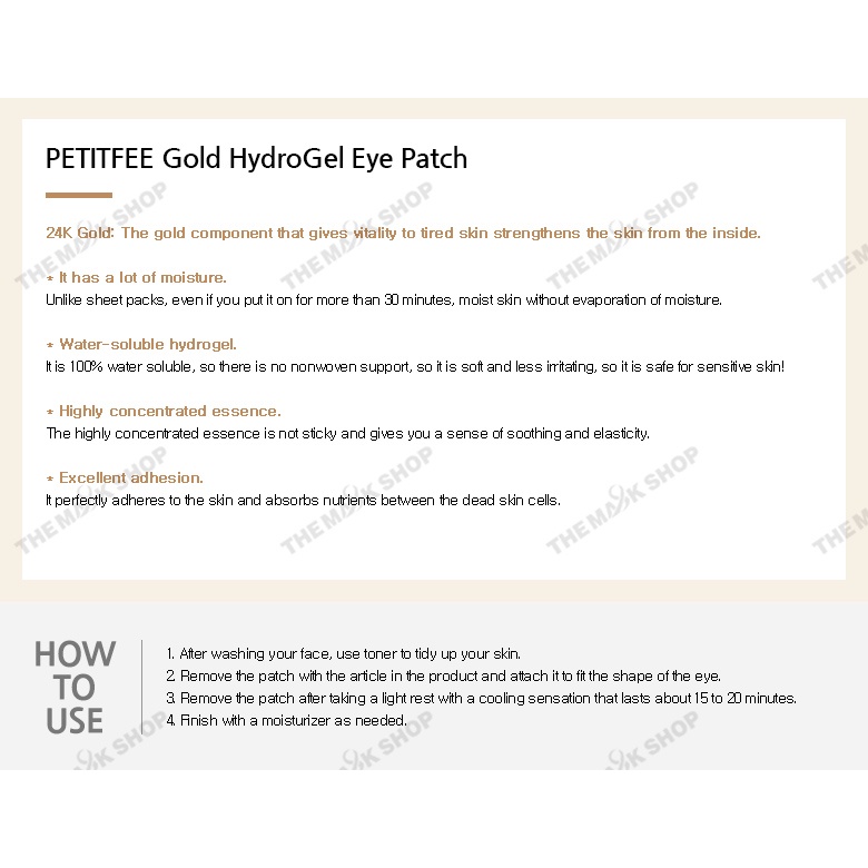 Set 60 mặt nạ mắt vàng hydrogel 1.4g PETITFEE