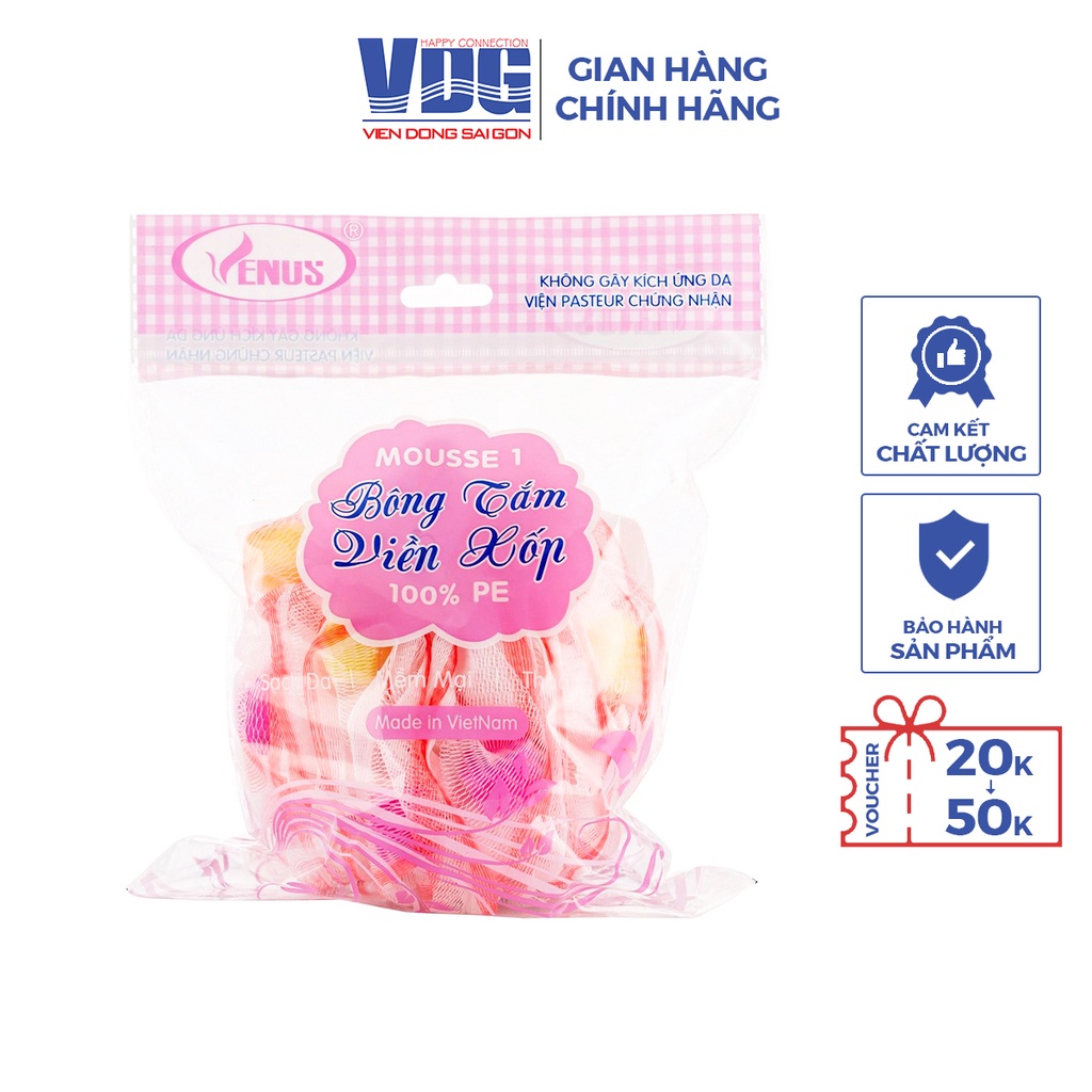 Bông tắm tròn viền xốp Venus Mousse 1 (Giao màu ngẫu nhiên) - Viễn Đông Sài Gòn