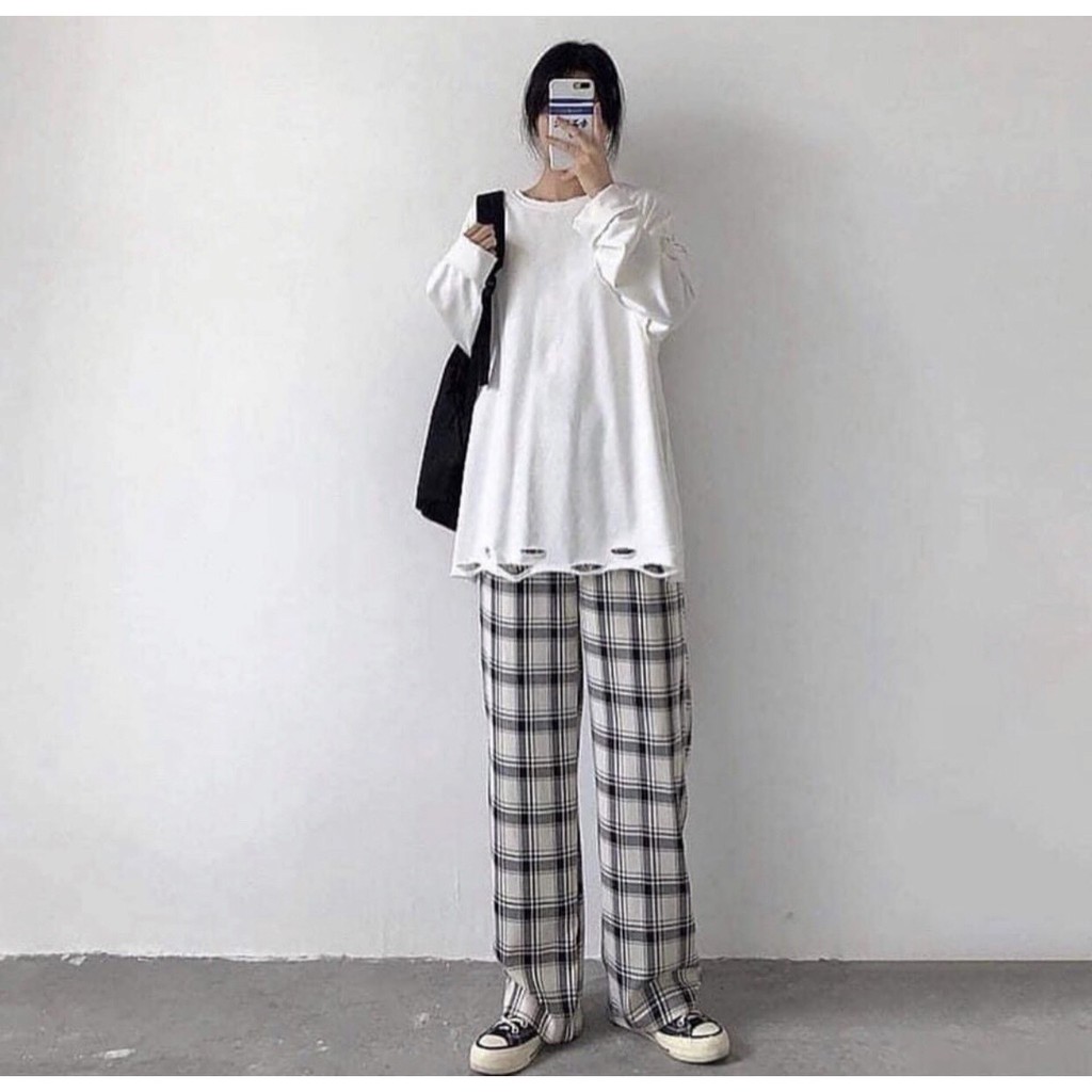 Quần CARO ỐNG RỘNG C_24_2526 Ulzzang Unisex 1hitshop