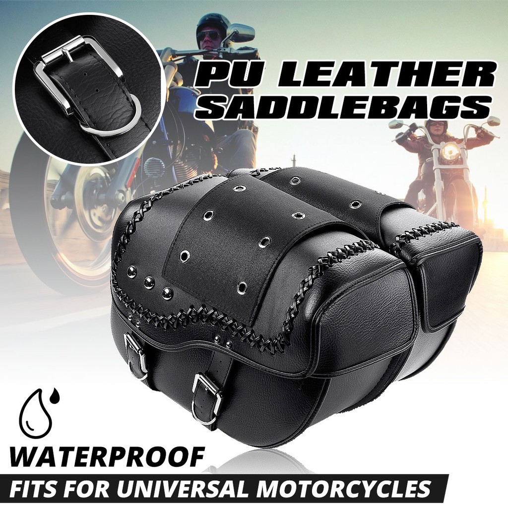 Bộ 2 túi da PU treo bên hông yên xe mô tô chống thấm nước cho Harley Sportster XL883 XL1200