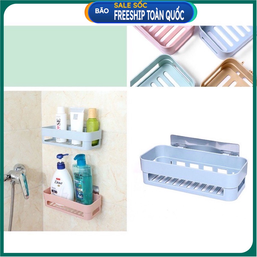 Khay Kệ Nhựa Chữ Nhật Dán Tường Để Đồ Nhà Bếp Nhà Tắm .