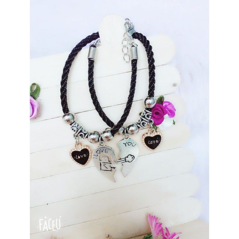 [1 cặp ] vòng tay cặp handmade tim ghép