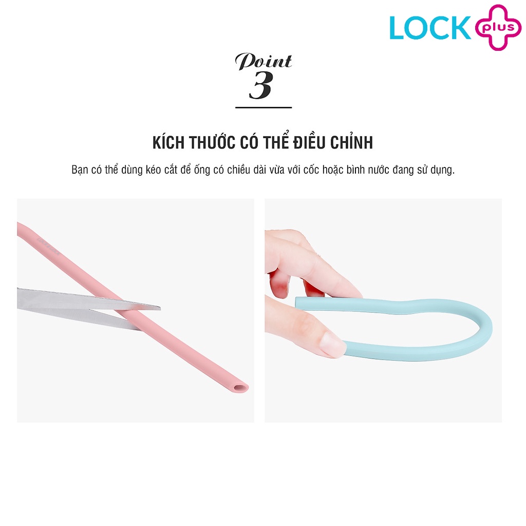 Bộ 6 ống hút silicone có thể tái sử dụng kèm 2 cọ rửa Lock&Lock TLL080  - hàng chính hãng