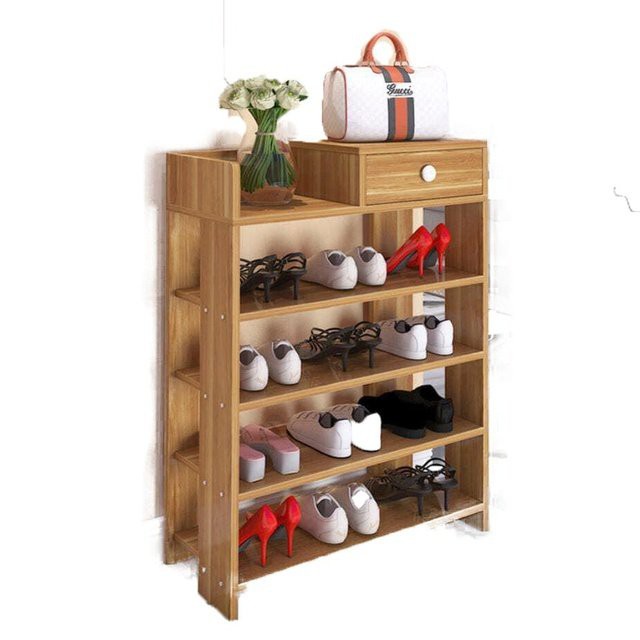 Kệ Để Giày Dép, Kệ Giày Bằng Gỗ 5 Tầng MDF Có Ngăn Kéo, Móc Treo Đồ Lắp Ghép Siêu Tiện Dụng