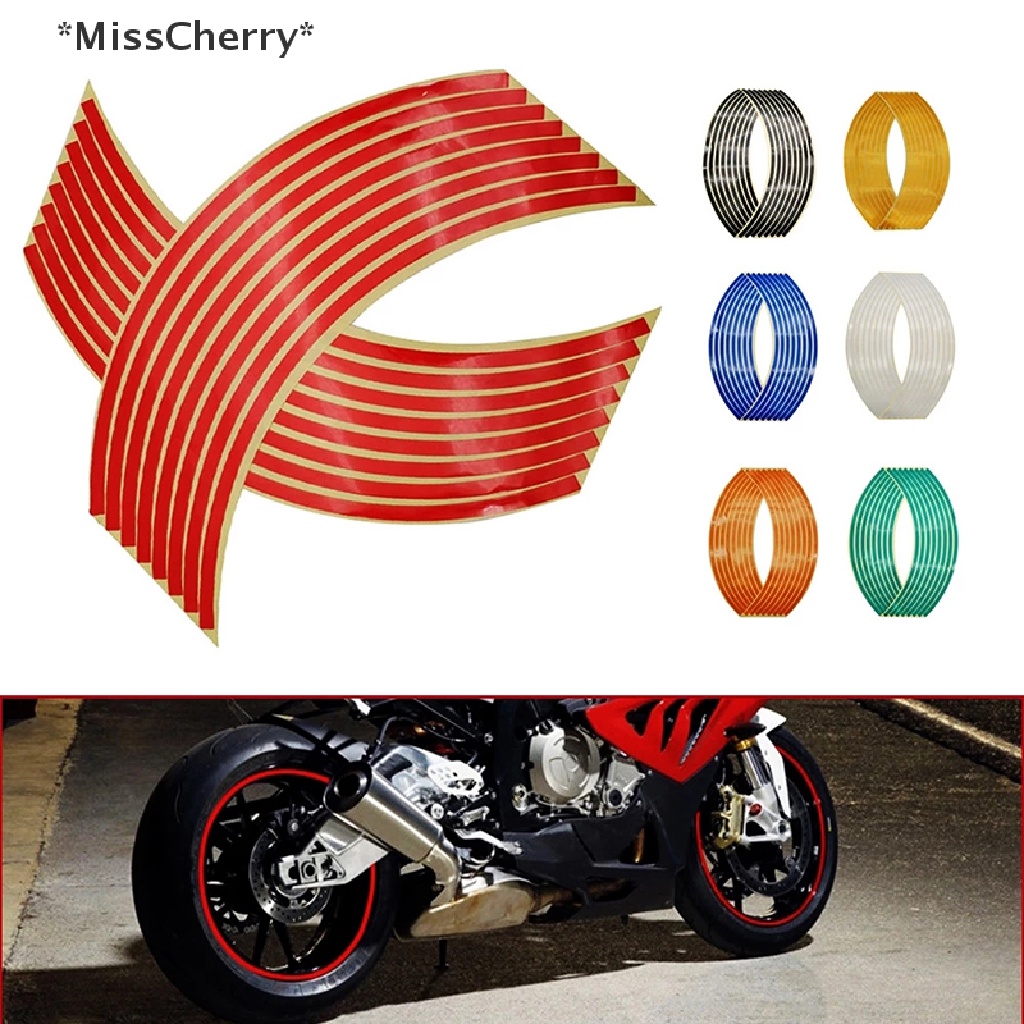 Bộ 16 Miếng Dán Viền Bánh Xe Hơi / Xe Máy Phản Quang 17 &quot;18&quot;