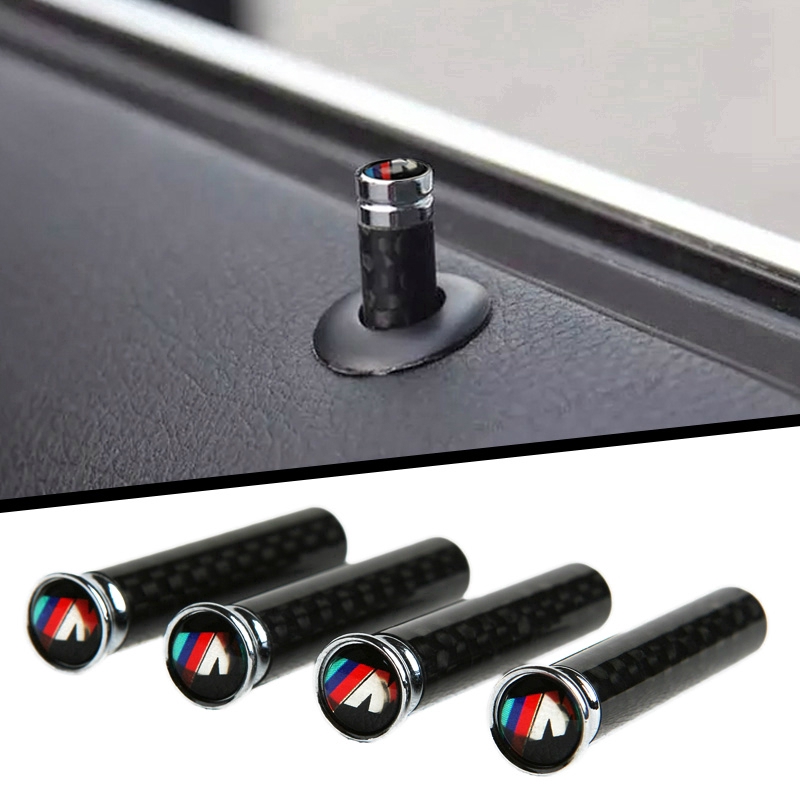 4PCS Car Interior M Tech M Logo Car Lock Modified Door Pin Carbon Fiber Car Door Lifting Bolt Cover Trim for BMW