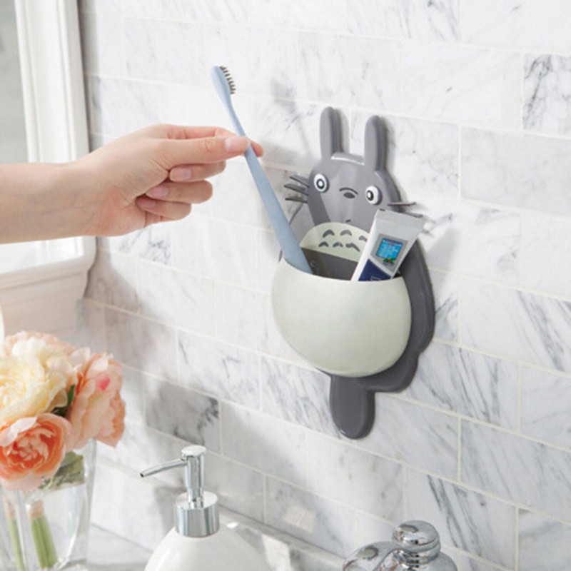 Kệ nhựa gắn tường đựng bàn chải đánh răng hình mèo Totoro dễ thương